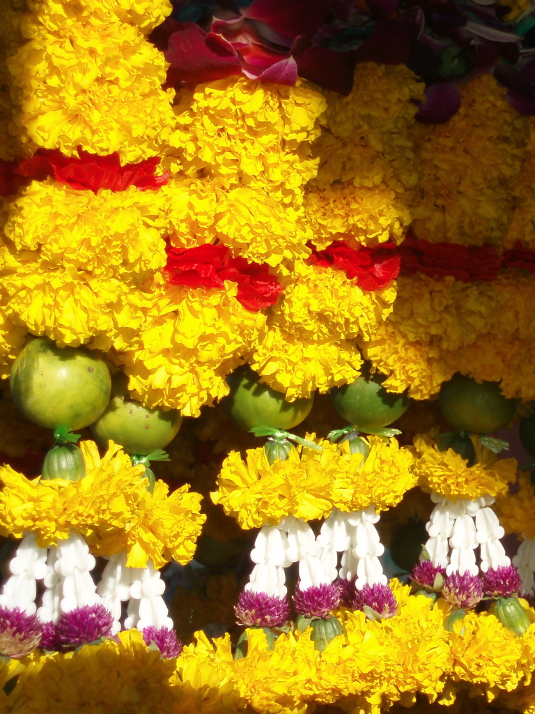 Flower garlands, Bangkok temple vendor